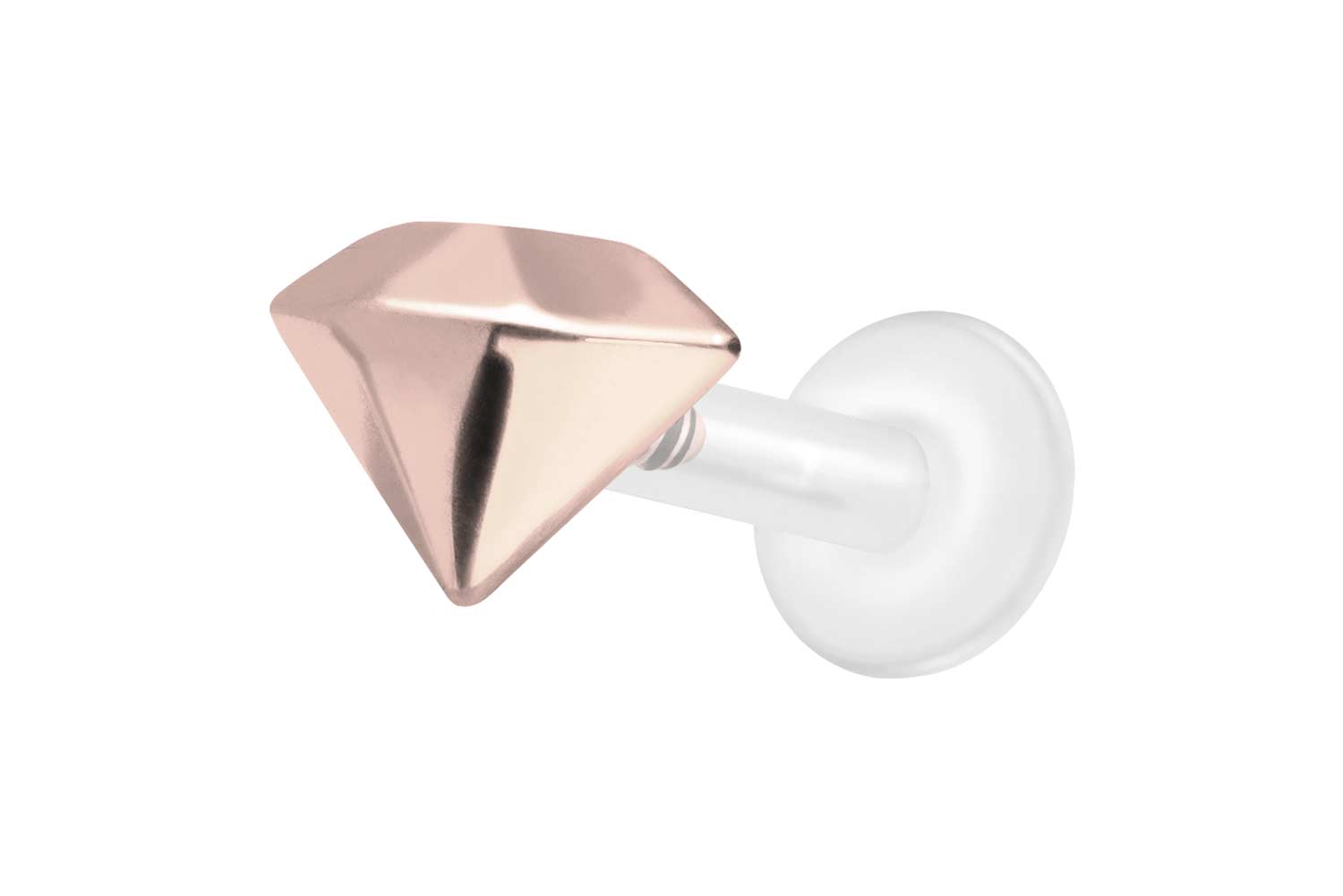 PTFE Labret Piercing mit Innengewinde + Titan-Aufsatz DIAMANT